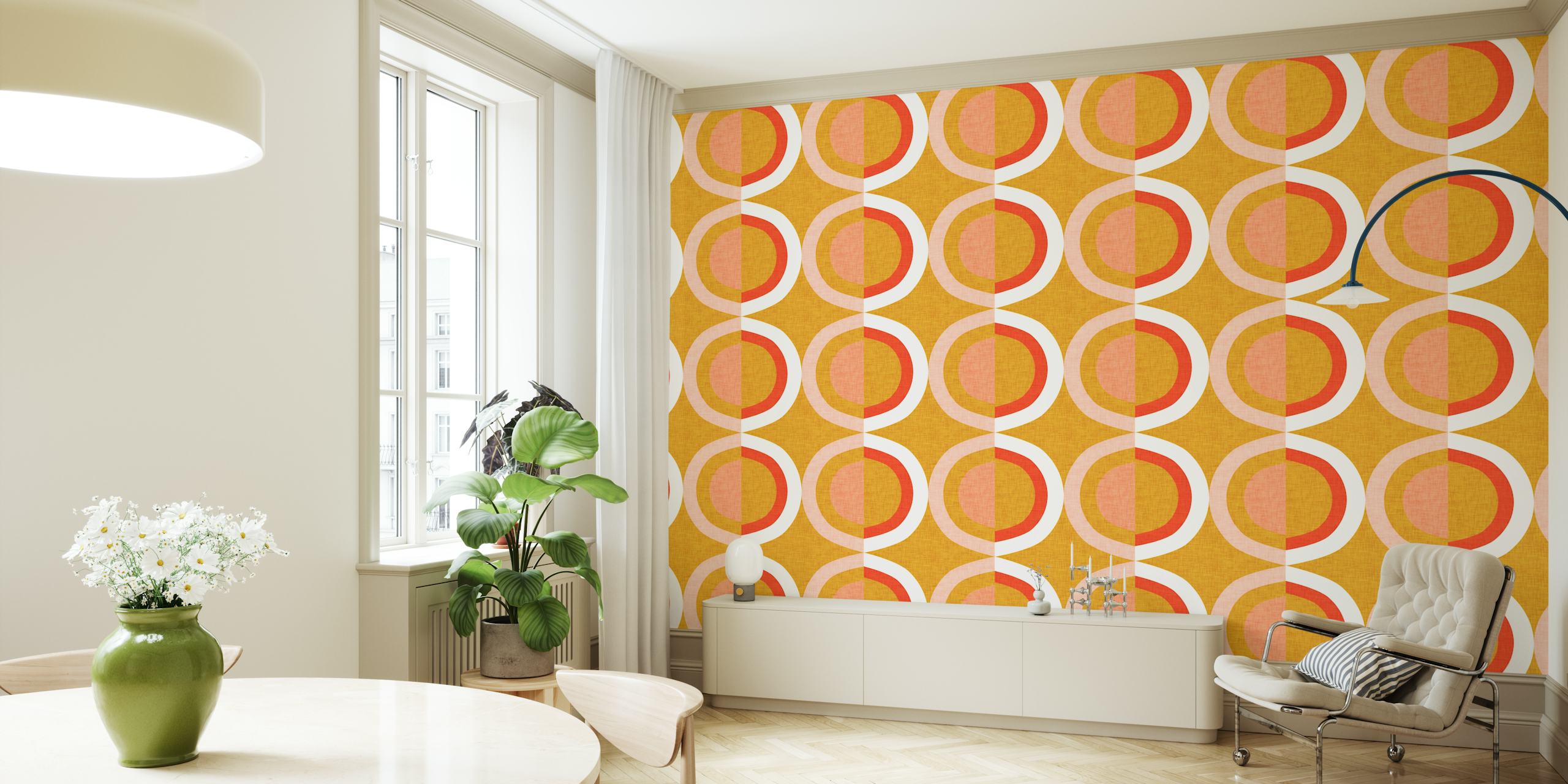 Ny Mid Mod Mustard tapetmønster